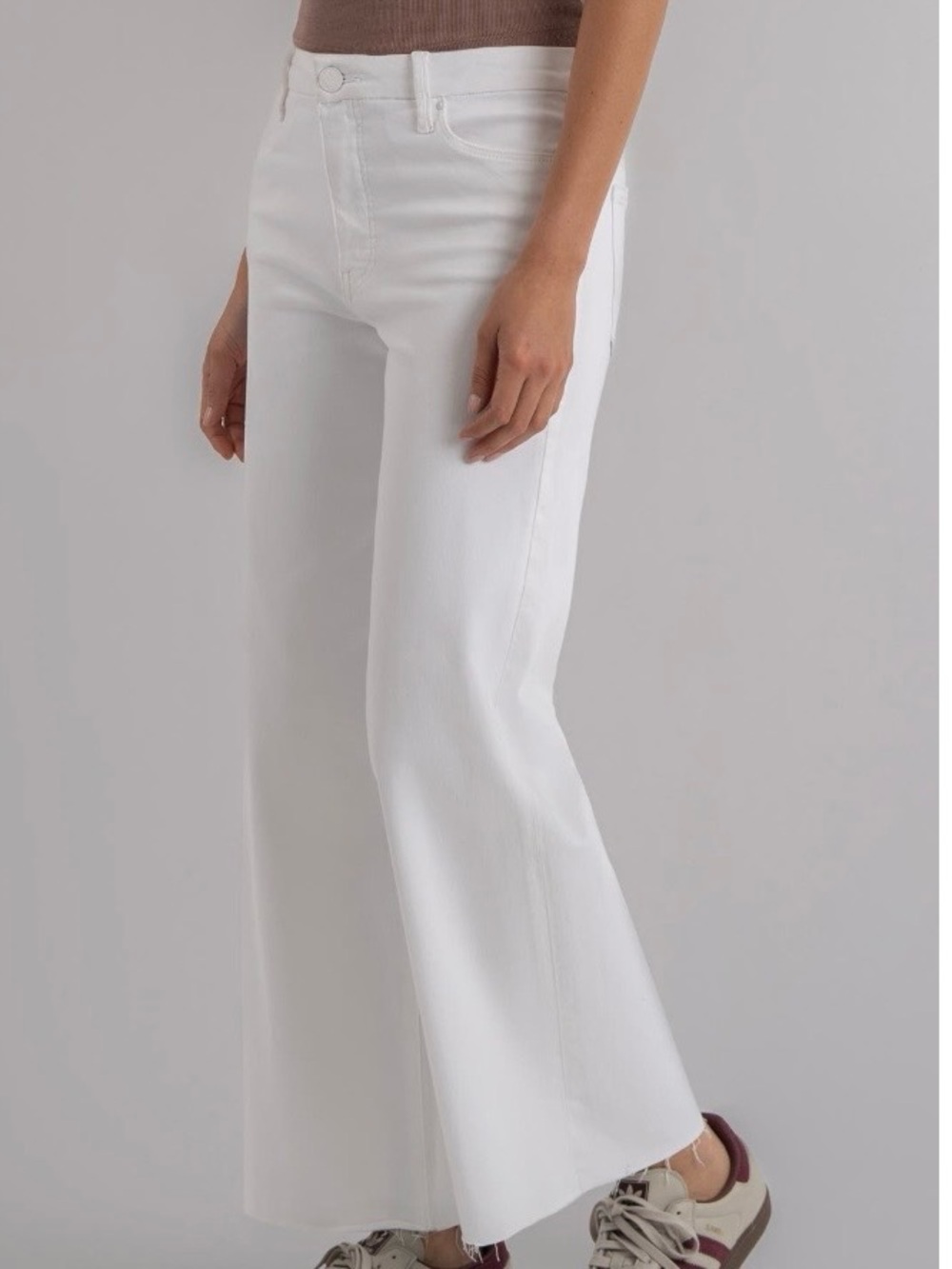 KUT From The Kloth Meg Fab Ab Wide Leg Jeans Womens 10 White High Rise Raw Hem - Picture 3 of 14